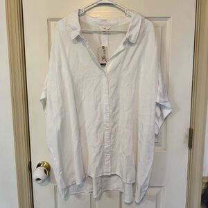 Terra Sky Oversized Button Down Shirt Women’s  Size 3X Boho Cottage Peasant